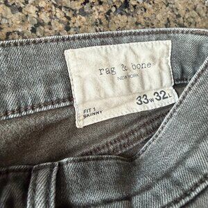 Rag and Bone Mens Jeans - Fit 1 (33x32, Washed Black/Grey)
